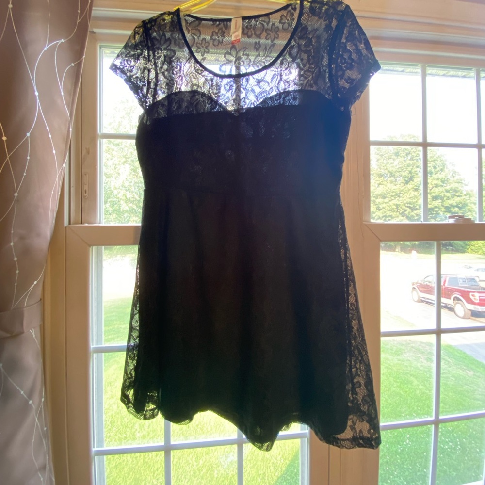 Black lace plus size dress